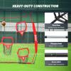 imageZELUS Football Throwing Net Quarterback Training Equipment with 5 Target Pockets Football Practice Throwing Passing Accuracy Trainer with Carry Bag Ground Stakes for Kids AdultsRed
