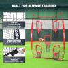 imageZELUS Football Throwing Net Quarterback Training Equipment with 5 Target Pockets Football Practice Throwing Passing Accuracy Trainer with Carry Bag Ground Stakes for Kids AdultsRed