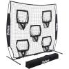 imageZELUS Football Throwing Net Quarterback Training Equipment with 5 Target Pockets Football Practice Throwing Passing Accuracy Trainer with Carry Bag Ground Stakes for Kids AdultsBlack