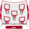 imageZELUS Football Throwing Net Quarterback Training Equipment with 5 Target Pockets Football Practice Throwing Passing Accuracy Trainer with Carry Bag Ground Stakes for Kids AdultsRed