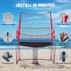imageZELUS Volleyball Training Equipment 11x8 ft Volleyball Practice Net Station with Adjustable Height ampamp Ball ReturnRed