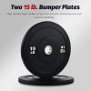 imageZELUS Weight Plate Set of 2 Twin 2quot Bumper Plates for Strength and Training Fitness Olympic Weight Set with Rubber Barbell Dumbbell Plates Stainless Steel Inserts for Pro or Home Gyms15 LB