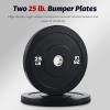 imageZELUS Weight Plate Set of 2 Twin 2quot Bumper Plates for Strength and Training Fitness Olympic Weight Set with Rubber Barbell Dumbbell Plates Stainless Steel Inserts for Pro or Home Gyms25 LB