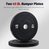 imageZELUS Weight Plate Set of 2 Twin 2quot Bumper Plates for Strength and Training Fitness Olympic Weight Set with Rubber Barbell Dumbbell Plates Stainless Steel Inserts for Pro or Home Gyms45 LB