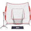 image77 Baseball Net with Tee Kit Portable Baseball Net for Hitting and Pitching Softball Net with Tee Carry Bag ampamp Weighted BaseballRed 1