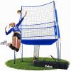 imageZELUS Volleyball Training Equipment 11x8 ft Volleyball Practice Net Station with Adjustable Height ampamp Ball ReturnBlue