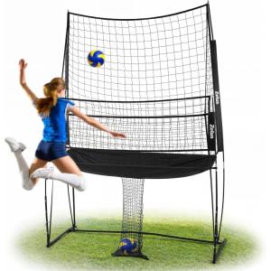 imageZELUS Volleyball Training Equipment 11x8 ft Volleyball Practice Net Station with Adjustable Height ampamp Ball ReturnBlack 1