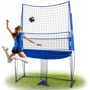 imageZELUS Volleyball Training Equipment 11x8 ft Volleyball Practice Net Station with Adjustable Height ampamp Ball ReturnBlue 1