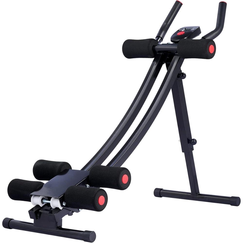 imageZELUS Ab Machine for Home Gym Core Strength Training Equipment for Home Fitness Ab Crunch Coaster with 4 Intensities and Digital Display Foldable Core Trainer for AbdominalAb Machine
