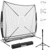 imageZELUS 7x7 ft Baseball Hitting and Pitching Net with Batting Tee 2 Strike Zone Large Ball Collection System Portable Softball Net with Carry Bag for All Skill LevelsBlack