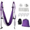 imageZELUS Aerial Yoga Swing Sling Strong Yoga Hammock Kit Set Trapeze Inversion Equipment Include 2 Extensions Straps and Ceiling Mounting KitPurple and White
