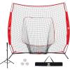imageZELUS Baseball Net Kit with Baseball Tee and Sock Net 7x7ft Softball Baseball Training Equipment for Hitting and Batting Practice Portable Indoor Outdoor Pitching NetNet and ballRed