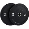 imageZELUS Weight Plate Set of 2 Twin 2quot Bumper Plates for Strength and Training Fitness Olympic Weight Set with Rubber Barbell Dumbbell Plates Stainless Steel Inserts for Pro or Home Gyms15 LB