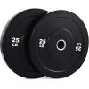 imageZELUS Weight Plate Set of 2 Twin 2quot Bumper Plates for Strength and Training Fitness Olympic Weight Set with Rubber Barbell Dumbbell Plates Stainless Steel Inserts for Pro or Home Gyms25 LB
