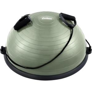 imageZELUS Balance Ball Trainer with Resistance Bands and Foot Pump Inflatable Yoga Ball for Home Gym Workouts 23 Inch Exercise Half Ball for Balance Training Core Strength Fitness More 330lb CapMatcha green