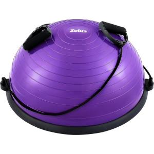imageZELUS Balance Ball Trainer with Resistance Bands and Foot Pump Inflatable Yoga Ball for Home Gym Workouts 23 Inch Exercise Half Ball for Balance Training Core Strength Fitness More 330lb CapPurple