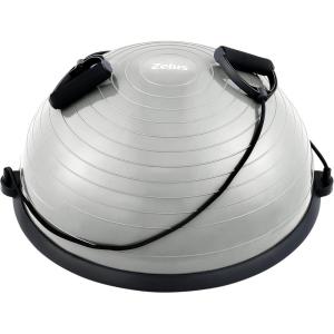 imageZELUS Balance Ball Trainer with Resistance Bands and Foot Pump Inflatable Yoga Ball for Home Gym Workouts 23 Inch Exercise Half Ball for Balance Training Core Strength Fitness More 330lb CapGrey