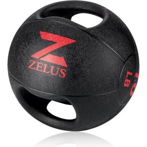 imageZELUS Medicine Ball with Dual Grip 1020 lbs Exercise Ball Weight Ball with Handles Textured Grip Exercise Ball Strength Training Core Workouts100 Pounds