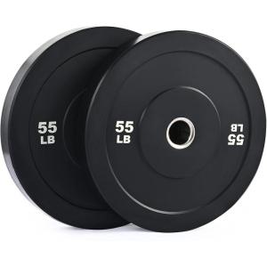 imageZELUS Weight Plate Set of 2 Twin 2quot Bumper Plates for Strength and Training Fitness Olympic Weight Set with Rubber Barbell Dumbbell Plates Stainless Steel Inserts for Pro or Home Gyms55 LB