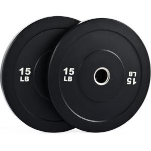 imageZELUS Weight Plate Set of 2 Twin 2quot Bumper Plates for Strength and Training Fitness Olympic Weight Set with Rubber Barbell Dumbbell Plates Stainless Steel Inserts for Pro or Home Gyms15 LB