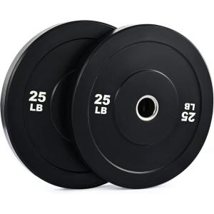 imageZELUS Weight Plate Set of 2 Twin 2quot Bumper Plates for Strength and Training Fitness Olympic Weight Set with Rubber Barbell Dumbbell Plates Stainless Steel Inserts for Pro or Home Gyms25 LB