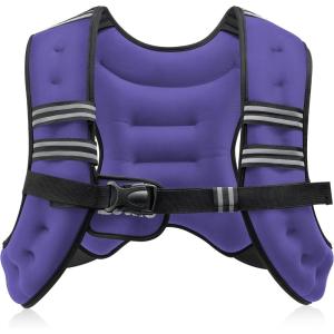 imageZELUS Weighted Vest 6lb8lb12lb16lb20lb25lb30lb Weight Vest with Reflective Stripe for Workout Strength Training Running Fitness Muscle Building Weight Loss WeightliftingViolet