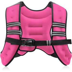 imageZELUS Weighted Vest 6lb8lb12lb16lb20lb25lb30lb Weight Vest with Reflective Stripe for Workout Strength Training Running Fitness Muscle Building Weight Loss WeightliftingPink