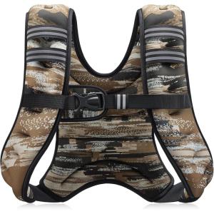 imageZELUS Weighted Vest 6lb8lb12lb16lb20lb25lb30lb Weight Vest with Reflective Stripe for Workout Strength Training Running Fitness Muscle Building Weight Loss WeightliftingBrushstroke Sand Camo
