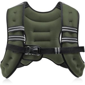 imageZELUS Weighted Vest 6lb8lb12lb16lb20lb25lb30lb Weight Vest with Reflective Stripe for Workout Strength Training Running Fitness Muscle Building Weight Loss WeightliftingGreen