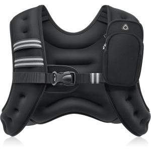 imageZELUS Weighted Vest 6lb8lb12lb16lb20lb25lb30lb Weight Vest with Reflective Stripe for Workout Strength Training Running Fitness Muscle Building Weight Loss WeightliftingBlack