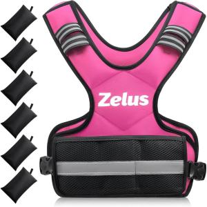 imageZELUS Weighted Vest for Men and Women  410lb1120lb2032lb Vest with 6 Ironsand Weights for Home Workouts  Adjustable Body Weight Vest Exercise Set for Cardio and Strength TrainingPink