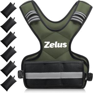 imageZELUS Weighted Vest for Men and Women  410lb1120lb2032lb Vest with 6 Ironsand Weights for Home Workouts  Adjustable Body Weight Vest Exercise Set for Cardio and Strength TrainingGreen