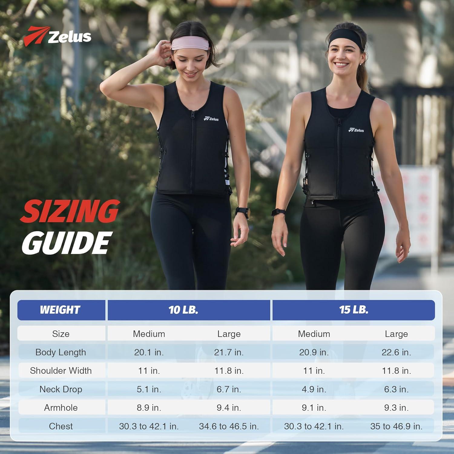 imageZELUS Weighted Vest 10ampamp15lb ZFit Weight Vest for Women Men with Adjustable Soft Iron Weights Unisex Training Vest for Walking Strength Training Workout Vest with Pockets Reflective Strip Black MLBlack