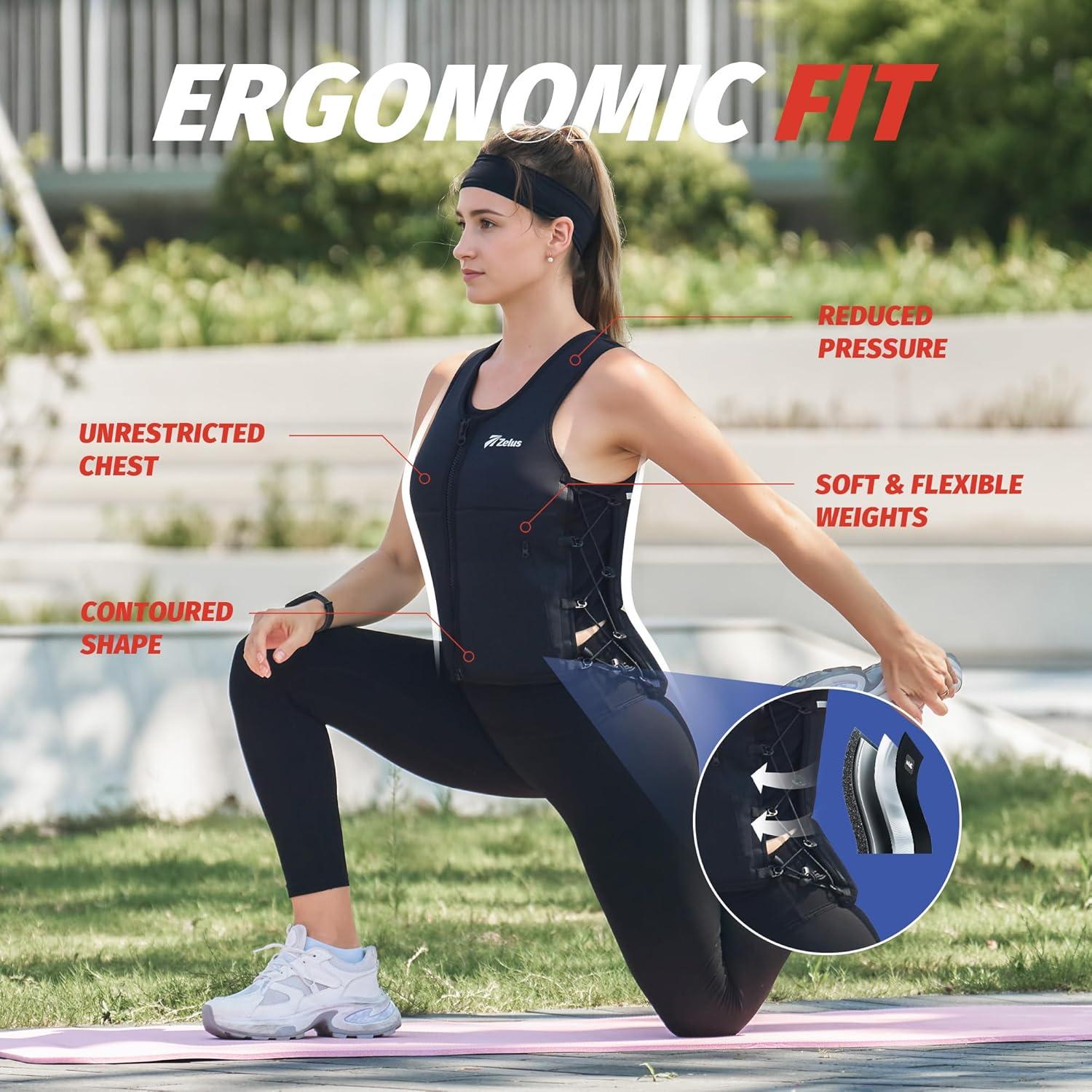 imageZELUS Weighted Vest 10ampamp15lb ZFit Weight Vest for Women Men with Adjustable Soft Iron Weights Unisex Training Vest for Walking Strength Training Workout Vest with Pockets Reflective Strip Black MLBlack