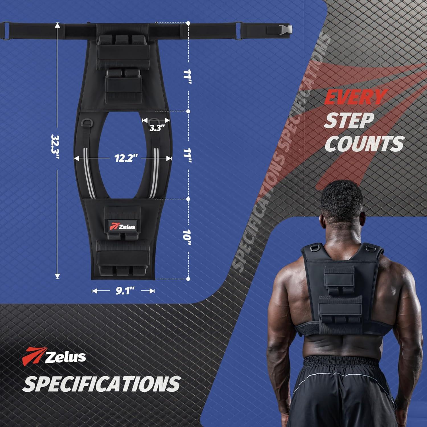 imageZELUS Weighted Vest Men 233645 lb Weight Vest with 101620 Adjustable Iron Weights for Muscle Building Strength ampamp Functional Training Weighted Vest for Men with Reflective StripsBlack