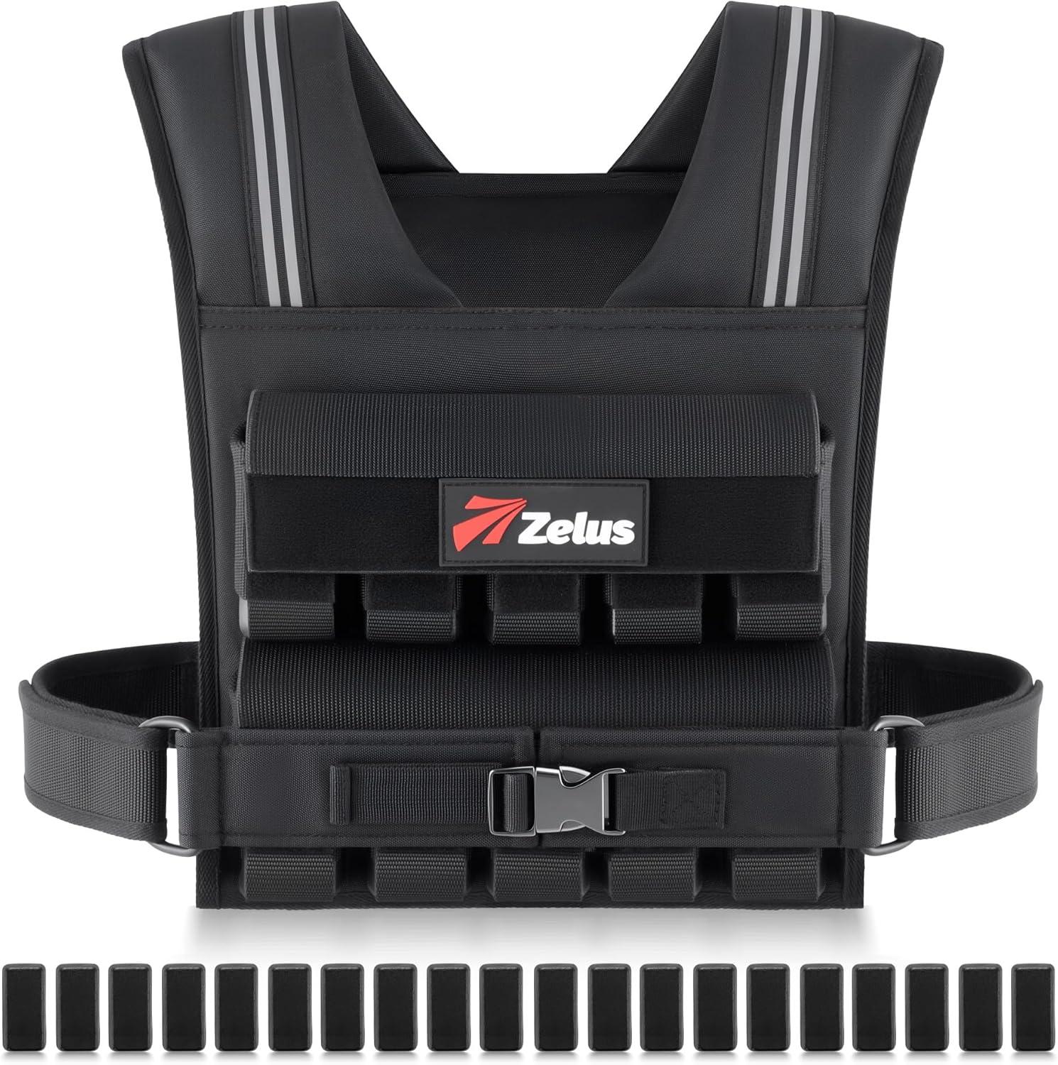 imageZELUS Weighted Vest Men 233645 lb Weight Vest with 101620 Adjustable Iron Weights for Muscle Building Strength ampamp Functional Training Weighted Vest for Men with Reflective StripsBlack