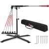 imageZelus Baseball Swing Trainer with 5 Resistance Levels 3145 in Height Adjustable Baseball Hitting Trainer for All Ages Auto Reset Softball amp Baseball Training Equipment with Metal Stakes amp Carry Bag